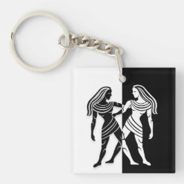 Gemini Zodiac Zeichen, Schwarz & Weiß Schlüsselanh Schlüsselanhänger