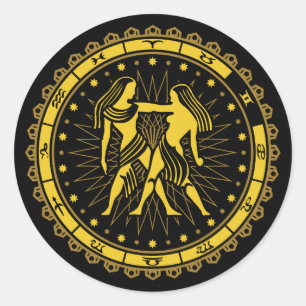 Gemini - Zodiac - Zeichen - Symbol - Horoskop Runder Aufkleber