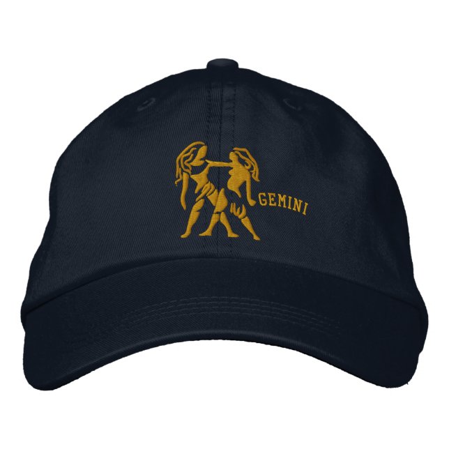 Gemini Zodiac Zeichenstickerei Mai 12 - Juni 20 Bestickte Kappe (Vorderseite)