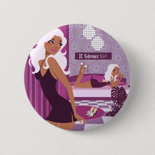 Geminis Mädchen Button