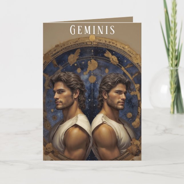 Geminis Male Birthday Card Feiertagskarte (Vorderseite)