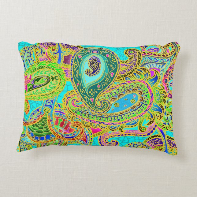 Gemisch Paisley im Türkis und im Grün Dekokissen (Rückseite)