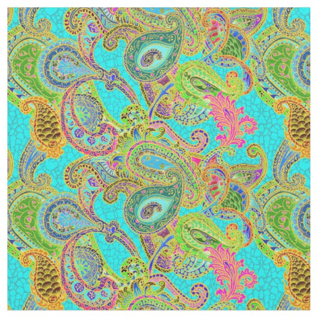 Gemisch Paisley im Türkis und im Grün Stoff (Nahaufnahme)