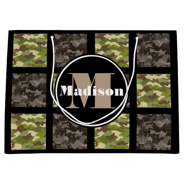 Gemischte Camouflage mit/Personalisierung Große Geschenktüte (Vorderseite)