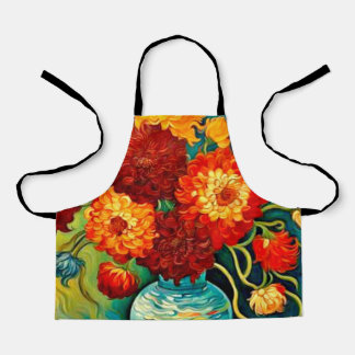 Gemischte Dahlien in Vase Schürze