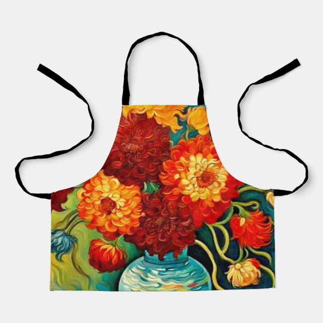 Gemischte Dahlien in Vase Schürze (Vorderseite)