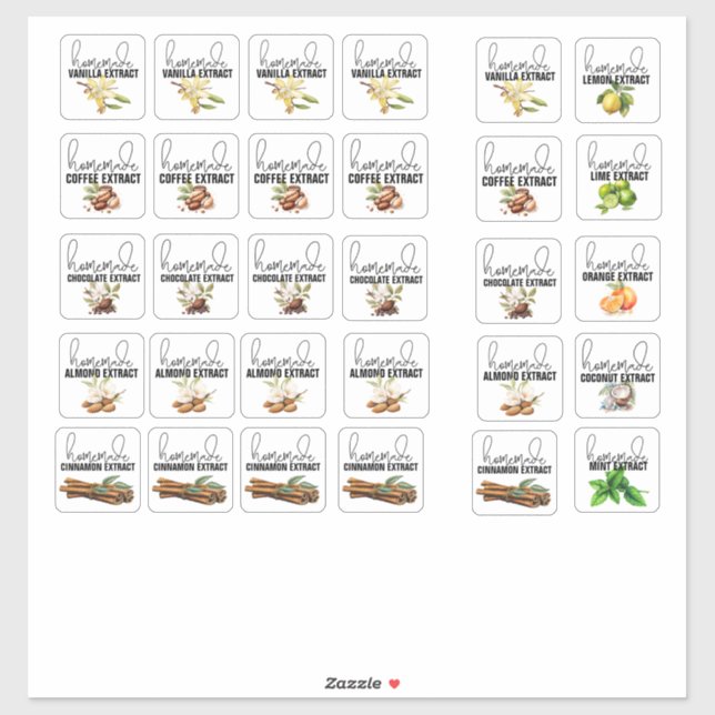 Gemischte Extraktgeschmacksstoffe Set 1 Aufkleber (Blatt)