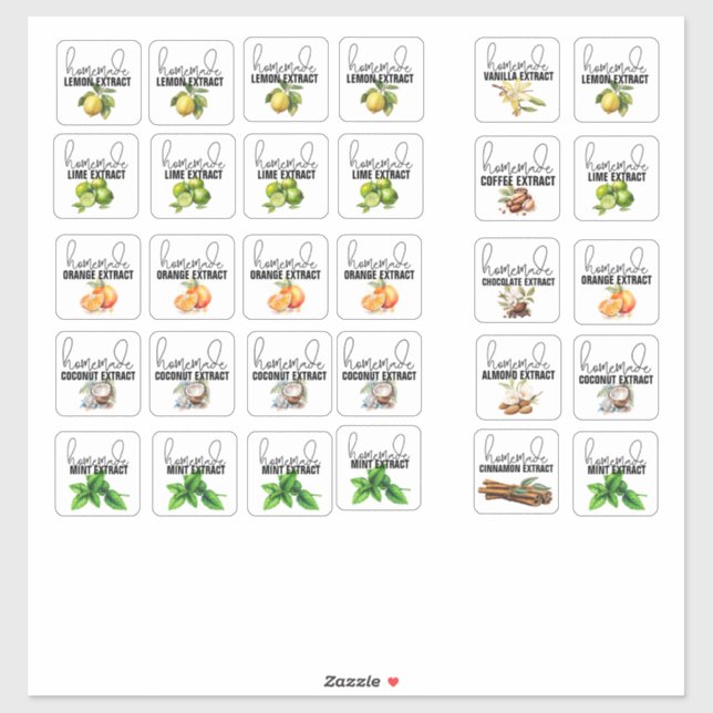 Gemischte Extraktgeschmacksstoffe Set 2 Aufkleber (Blatt)