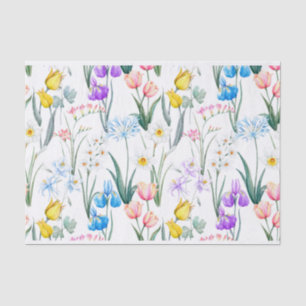 Gemischte Frühlingsblumen, Narzissen Botanisch Seidenpapier
