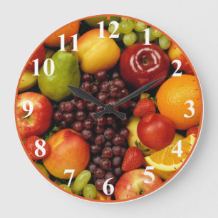 Gemischte ganze Frucht-Uhr mit Zahlen Große Wanduhr