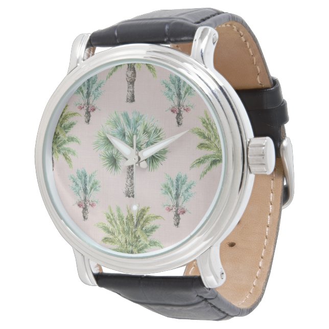 Gemischte Grünpalmen Armbanduhr (Schrägansicht)
