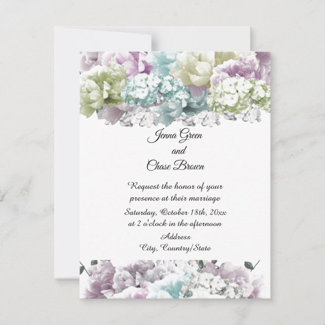 gemischte Pastel Bouquet Einladung zur Hochzeit (Vorderseite)