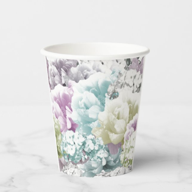 gemischte Pastell Floral Bouquet Pappbecher (Vorderseite)