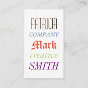 Gemischte Schriftart (farbig) Visitenkarte