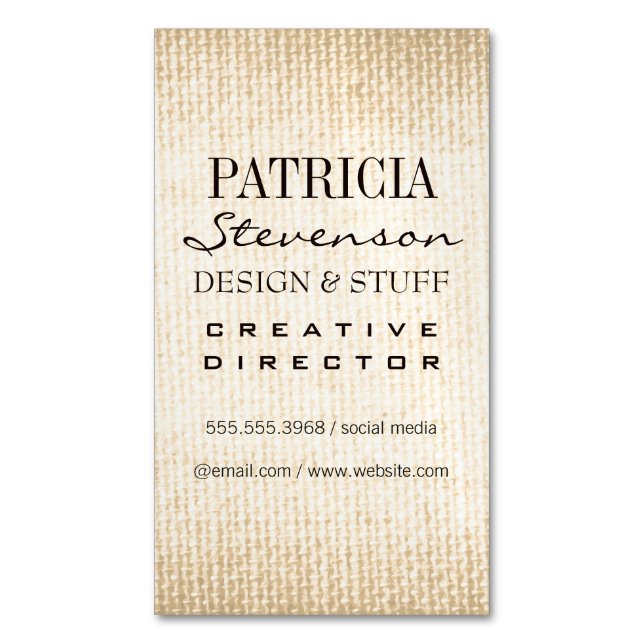 Gemischte Schriftart/Sepia-Textur Magnetische Visitenkarte (Vorderseite Vertikal)