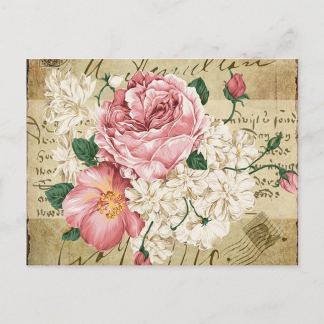 Gemischte Vintage niedliche mit Blumenpostkarte Postkarte (Vorderseite)