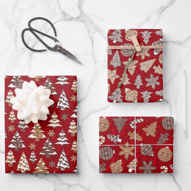 Gemischte Weihnachtskekse Geschenkpapier Set (Vorderseite)