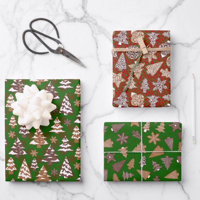 Gemischte Weihnachtskekse Geschenkpapier Set (Vorderseite)
