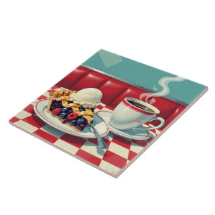 Gemischter Berry Pie, Eiscreme und Kaffee Fliese