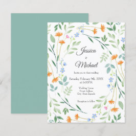 Gemischter Blumenrahmen mit Aquarellfarbe Einladung