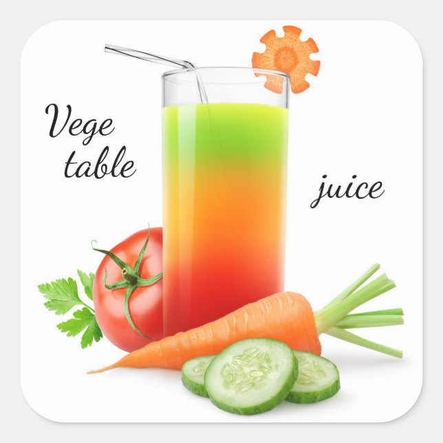 Gemischter Gemüsesaft Quadratischer Aufkleber (Vorderseite)
