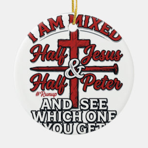 Gemischter Jesus und Peter Vintage christlicher Hu Keramik Ornament