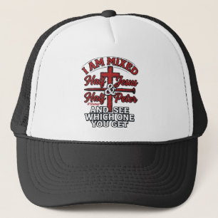 Gemischter Jesus und Peter Vintage Christlicher Hu Truckerkappe