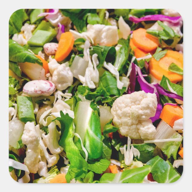 Gemischter Salat Quadratischer Aufkleber (Vorderseite)