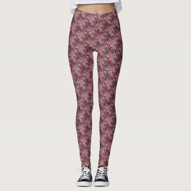 Gemischtes braunes Kreismuster Leggings (Vorderseite)