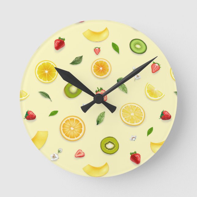 Gemischtes Obst 2 Runde Wanduhr (Vorderseite)