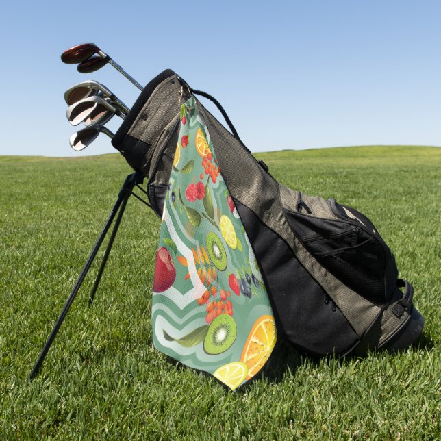 Gemischtes Obst 7 Golfhandtuch (Gras)