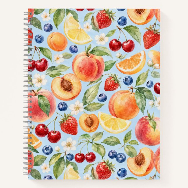 Gemischtes Sommerfrucht-Wasserfarbmuster Notizbuch (Vorderseite)