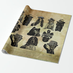 Gemischthuntenportraits originale Collage Art Geschenkpapier