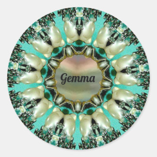 GEMMA ~ Abstraktes Muster ~ Personalisiert ~ Runder Aufkleber