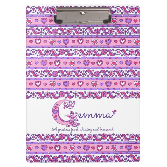 Gemma Name bedeutet Herzbuchstabe G Zwischenablage Klemmbrett (Vorderseite)