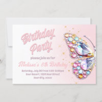 gemmes papillon design Anniversaire Invitation