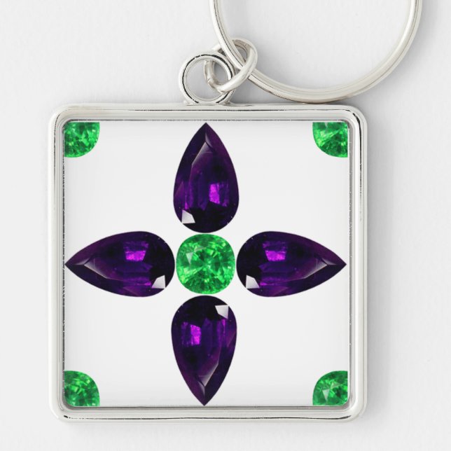 Gemstone Art, Green und Lila Schlüsselanhänger (Vorne)