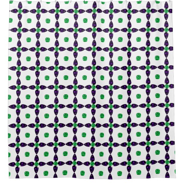 Gemstone Art, grün und Lila Duschvorhang (Vorderseite)