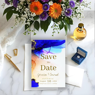 Gemstone Blue & Orange Save The Date