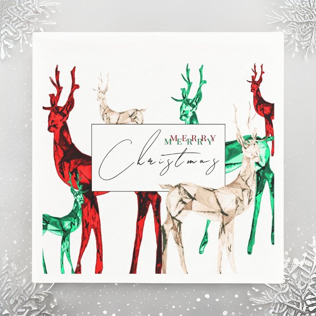 Gemstone Crystal Reindeer Frohe Weihnachtsfeiertag Serviette (Von Creator hochgeladen)