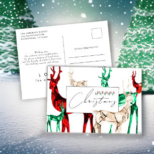 Gemstone Crystal Reindeer Weihnachtskarte Feiertagspostkarte