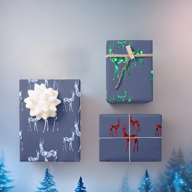 Gemstone Crystal Rentier Weihnachtsmuster Geschenkpapier Set (Von Creator hochgeladen)