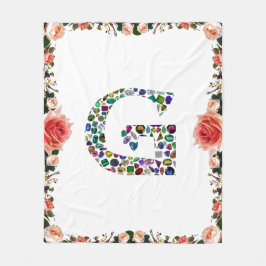 Gemstone Diamond Initial G Monogram Art Fleecedecke
