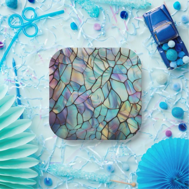 Gemstone Elements Opal farbiges Mix-Muster Pappteller (Party)