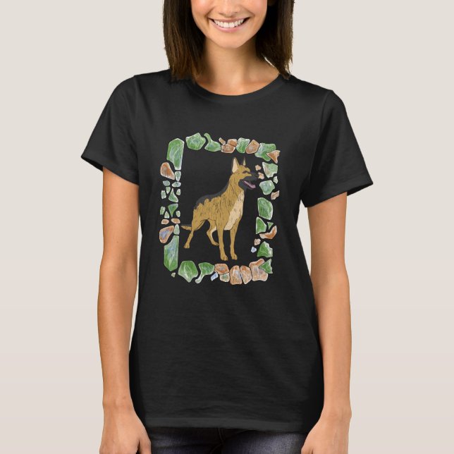 Gemstone German Shepherd Dog Picture Frame T-Shirt (Vorderseite)