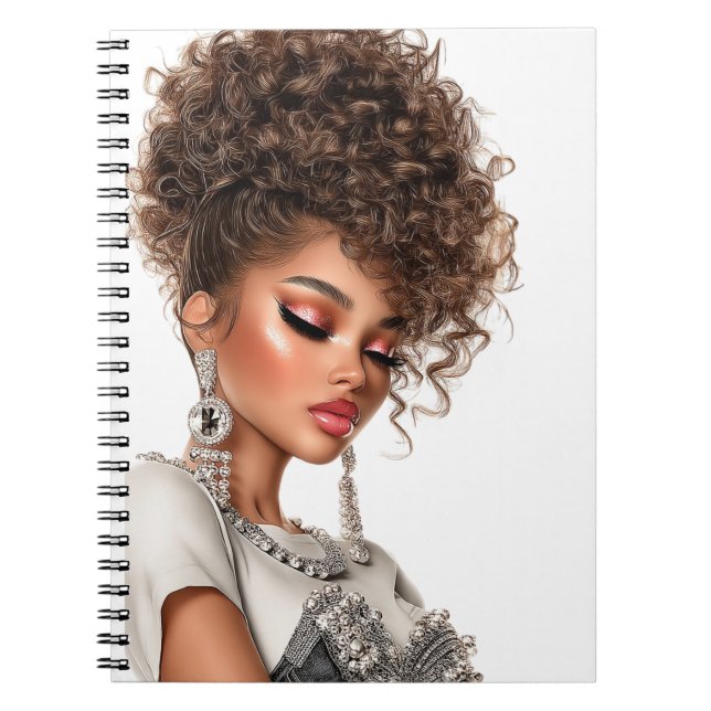 Gemstone Glow Glam Girl Spiral Photo Notebook Notizblock (Vorderseite)