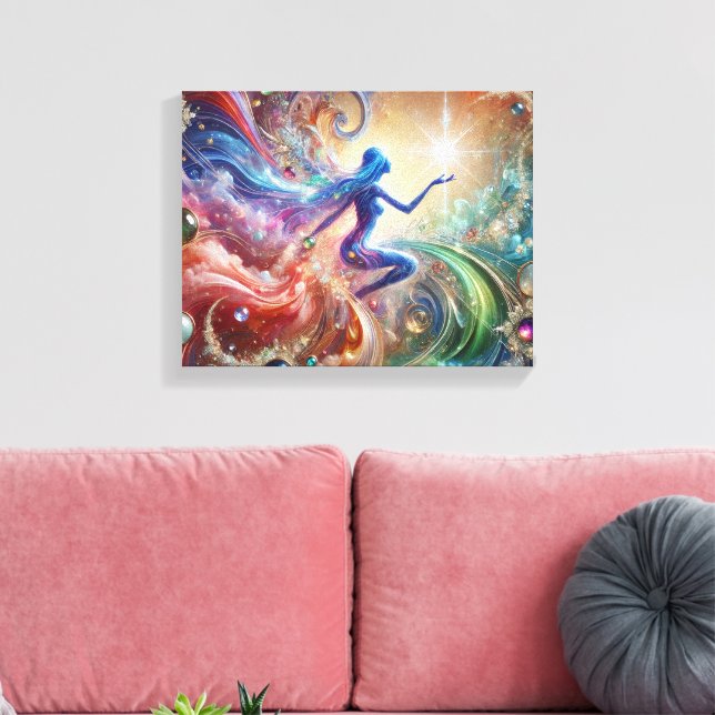 Gemstone Harmonie: Watercolor Wonder Leinwanddruck (Insitu (Wohnzimmer))