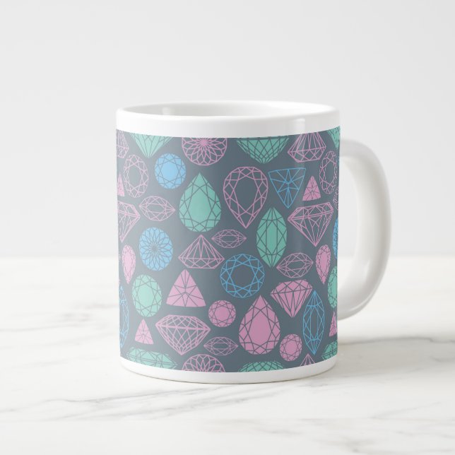 Gemstone-Icon-Muster Jumbo-Tasse (Vorderseite Rechts)
