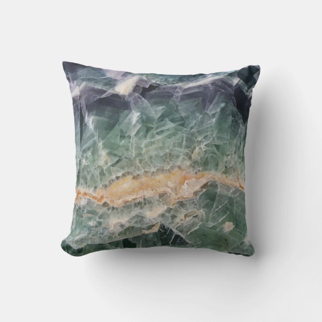 Gemstone Lila Green Fluorite Foto Schönes Gem Kissen (Vorderseite)