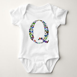 Gemstone Monogram Letter Q Baby Strampler